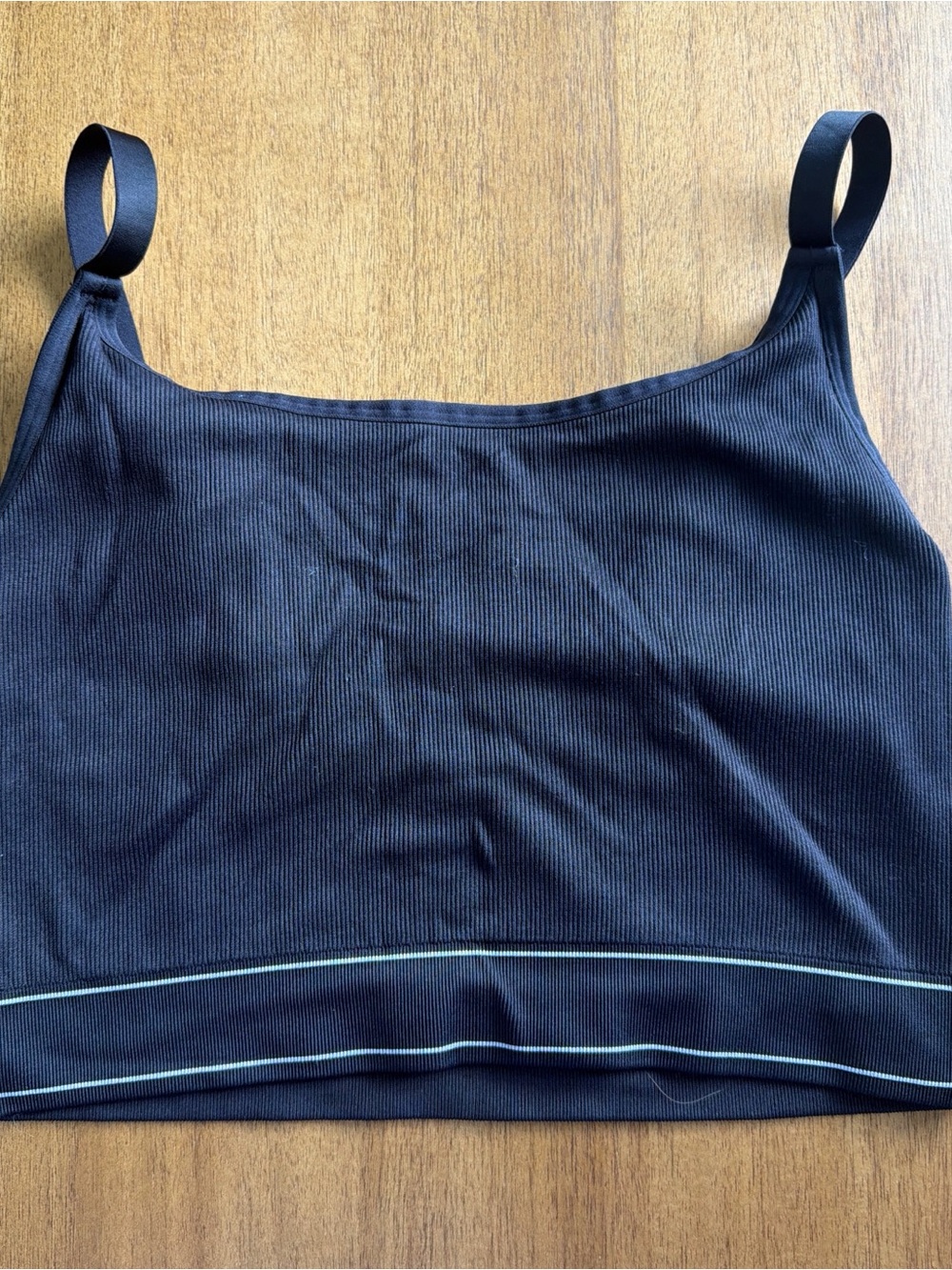 Black Ribbed Cropped Tank with Thin Straps